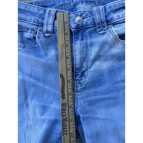 American Eagle Size 4 Festival Flare Light Wash Jeans Boho Hippy Skater Preppy - Picture 8 of 8